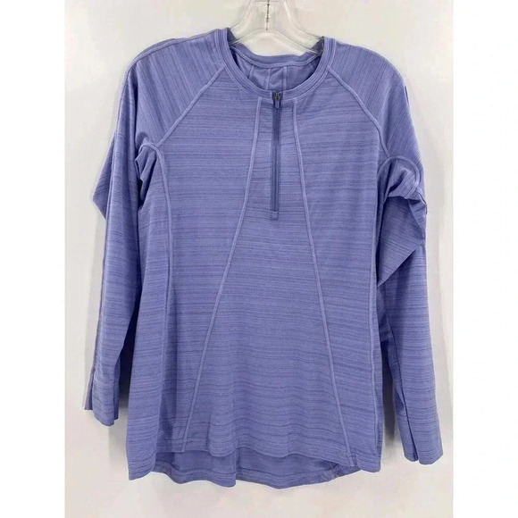 Athleta Speedlight Long Sleeve Seamless Purple 1/4 Zip Shirt Large Excellent UC - Picture 1 of 8